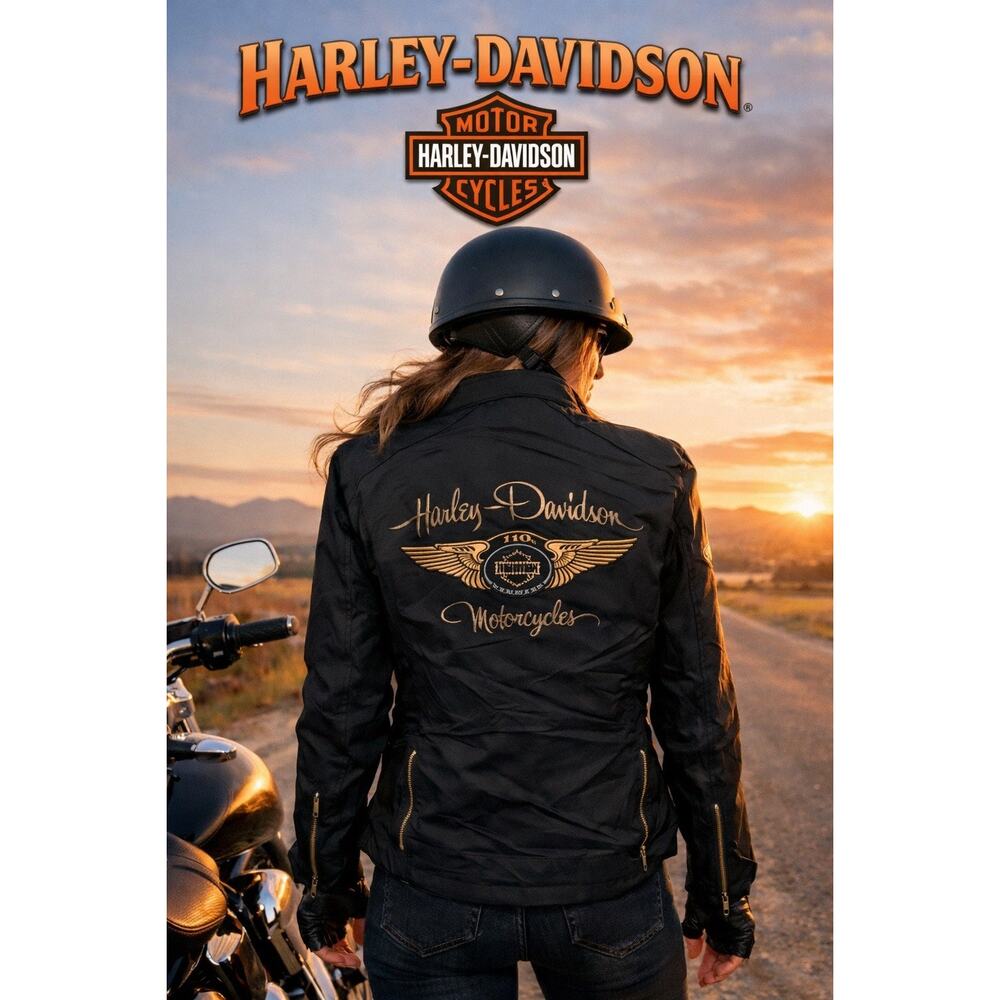 Harley-Davidson Women's 110th Anniversary Swarovski Crystal Jacket - Rare - XL